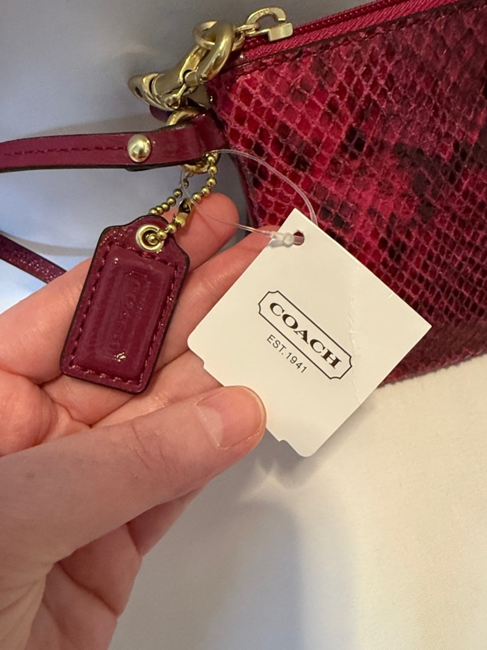 NWT Coach Raspberry Python Leather Wristlet Model F50162 Wristlet - Picture 2 of 8